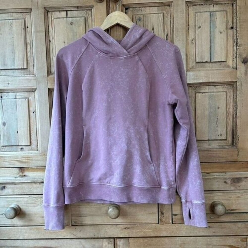 Lululemon Women's Size 4 Scuba Pullover Washed Quicksand Pink Purple Hoodie Hood